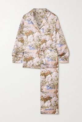 Olivia von Halle - Lila Printed Silk-satin Pajama Set - Pink