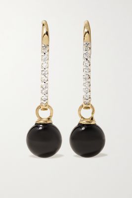 Mateo - 14-karat Gold, Onyx And Diamond Earrings - one size