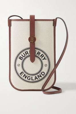 Burberry - Leather-trimmed Printed Canvas Phone Case - Brown