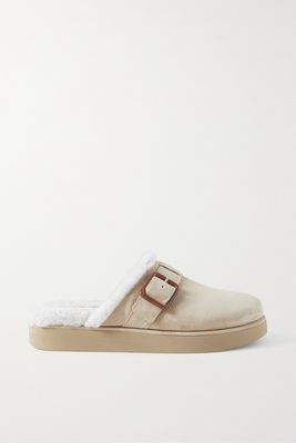 Vince - Griff Shearling-lined Suede Mules - Ecru
