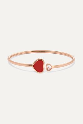 Chopard - Happy Hearts 18-karat Rose Gold, Diamond And Red Stone Cuff - one size