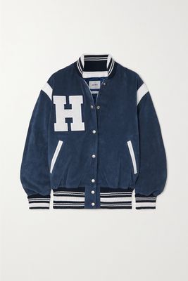 HALFBOY - Suede And Leather Bomber Jacket - Blue