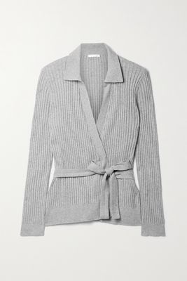 Skin - Marilynne Ribbed Cotton And Cashmere-blend Cardigan - Gray