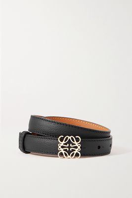 Loewe - Anagram Textured-leather Belt - Black