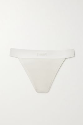 Skims - Cotton Collection Ribbed Cotton-blend Jersey Thong - Bone