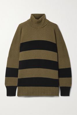 Petar Petrov - Elan Oversized Striped Cashmere Turtleneck Sweater - Black