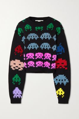 Stella McCartney - Game On Metallic Intarsia-knit Sweater - Black