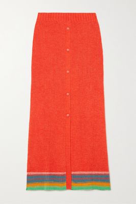 Etro - Ribbed-knit Midi Skirt - Red