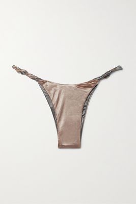 Isa Boulder - Reversible Twisted Stretch-satin Bikini Briefs - Metallic