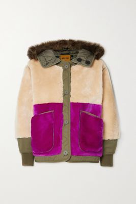 Marfa Stance - Reversible Hooded Shell-trimmed Shearling Jacket - Pink