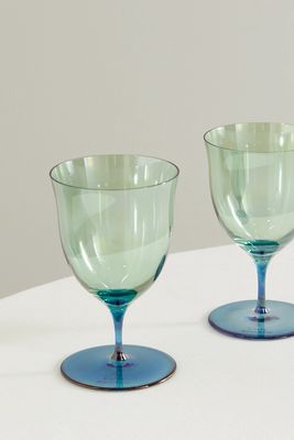 Luisa Beccaria - Set Of Two Dégradé Wine Glasses - Blue