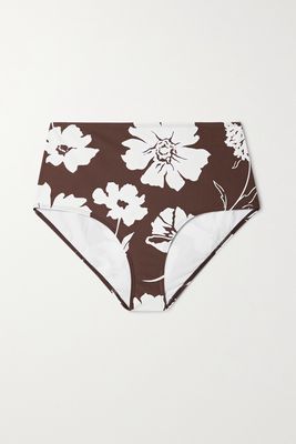 Tory Burch - Floral-print Bikini Briefs - Brown