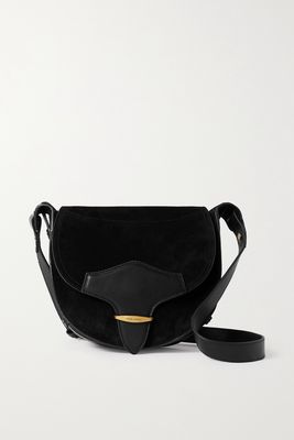 Isabel Marant - Botsy Leather-trimmed Suede Shoulder Bag - Black