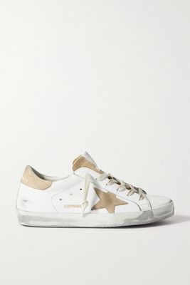 Golden Goose - Superstar Distressed Suede-trimmed Leather Sneakers - White