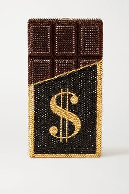 Judith Leiber Couture - Candy Bar Rich & Delicious Crystal-embellished Silver-tone Clutch - Black