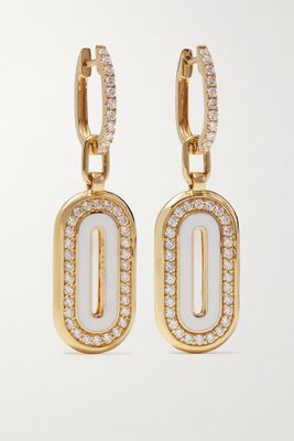 State Property - Battuta 18-karat Gold, Enamel And Diamond Earrings - one size