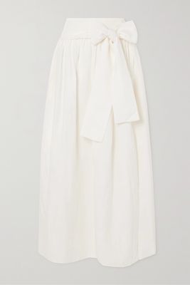 Evarae - Kai Belted Linen Midi Skirt - White