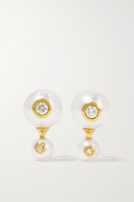 State Property - Nemara 18-karat Gold, Pearl And Diamond Earrings - one size