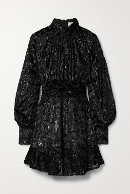 Rebecca Vallance - Aspen Devoré-velvet Mini Dress - Black