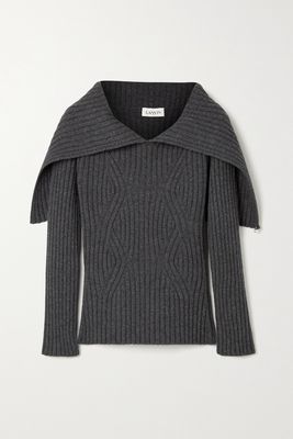 Lanvin - Ribbed Wool And Cashmere-blend Sweater - Gray