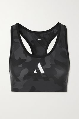 AARMY - Chelsea Camouflage-print Stretch Sports Bra - Black