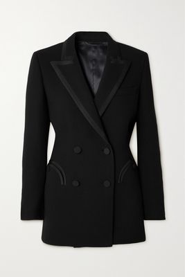 Blazé Milano - Resolute Everyday Double-breasted Silk-trimmed Wool-crepe Blazer - Black