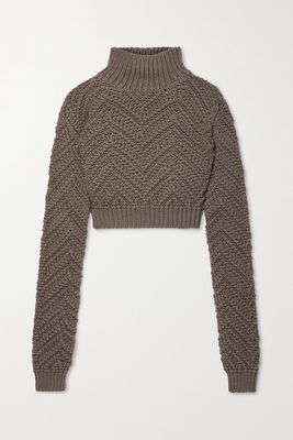 Fendi - Cropped Wool Turtleneck Sweater - Gray