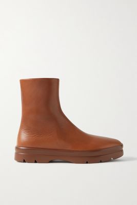 The Row - Billie Leather Ankle Boots - Brown