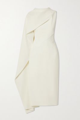Roksanda - Edith Cape-effect Crepe Midi Dress - White
