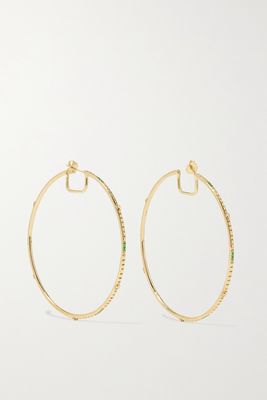 LOREE RODKIN - Giant Disco 18-karat Gold Tsavorite Hoop Earrings - one size