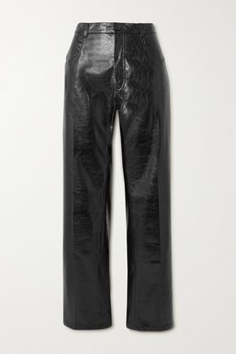 MCQ - Striae Faux Leather Straight-leg Pants - Black