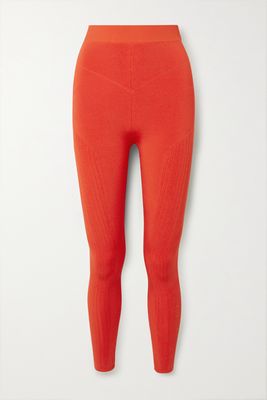 AZ Factory - Mybody Paneled Stretch-knit Leggings - Orange