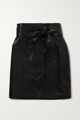 Nanushka - Meda Belted Vegan Leather Mini Skirt - Black