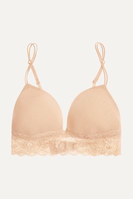 Cosabella - Never Say Never Soire Lace-trimmed Mesh Soft-cup Bra - Neutrals
