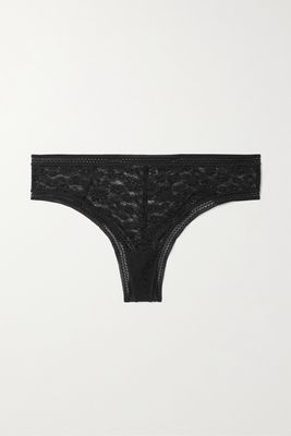 Eres - Vigne Stretch-leavers Lace Thong - Black