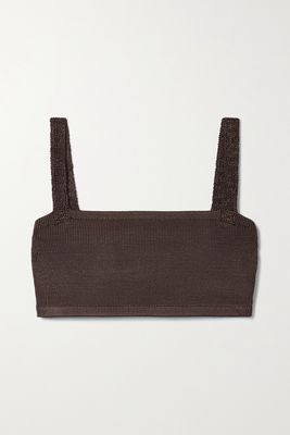 Calle Del Mar - Cropped Stretch-knit Bra Top - Brown