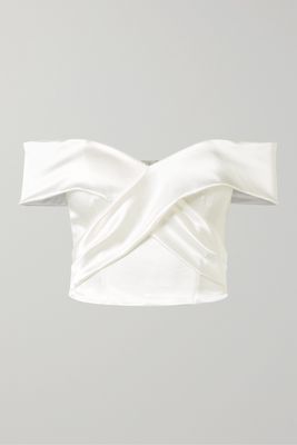 Halfpenny London - Kelly Off-the-shoulder Stretch-duchesse Satin Bustier Top - White