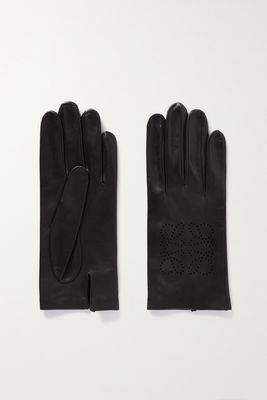 Loewe - Anagram Perforated Leather Gloves - Black