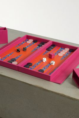 Alexandra Llewellyn - Travel Leather Backgammon Set - Pink