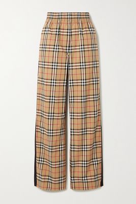 Burberry - Striped Checked Cotton-blend Wide-leg Pants - Neutrals