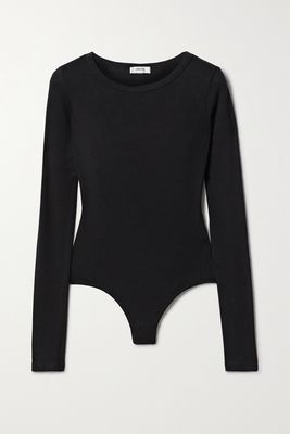 AGOLDE - Leila Stretch Micro Modal And Supima Cotton-blend Thong Bodysuit - Black
