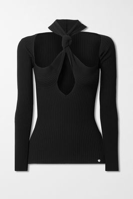 The Attico - Ribbed-knit Halterneck Sweater - Black