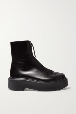 The Row - Leather Ankle Boots - Black