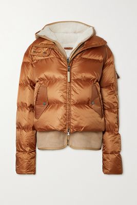 Bogner - Lily Convertible Hooded Quilted Satin-twill And Shearling Down Ski Jacket - Brown