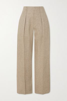 Brunello Cucinelli - Herringbone Linen-blend Wide-leg Pants - Neutrals