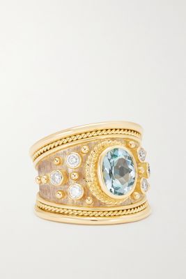 Elizabeth Gage - 18-karat Gold Aquamarine And Diamond Ring - O