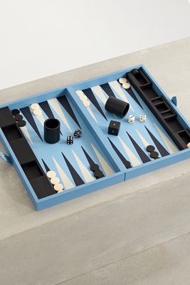 Smythson - Panama Textured-leather Backgammon Set - Blue