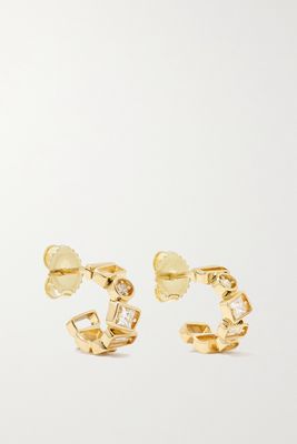 Suzanne Kalan - 18-karat Gold Diamond Hoop Earrings - one size