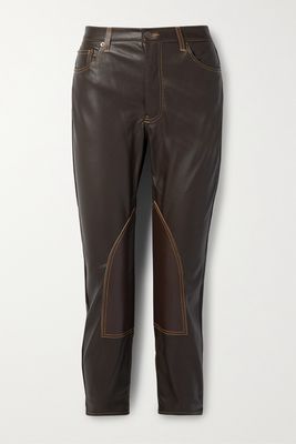 Still Here - Tate Paneled Faux Leather Straight-leg Pants - Brown
