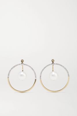 Mateo - 14-karat Gold, Diamond And Pearl Earrings - one size